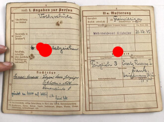 Wehrpaß Heer, eingestellt am 26.8.35 bei Ergänzungs Batl. 35 Nürnberg.