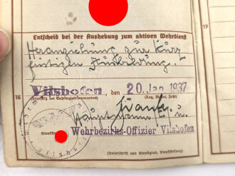 Wehrpaß Heer, eingestellt am 26.8.35 bei Ergänzungs Batl. 35 Nürnberg.