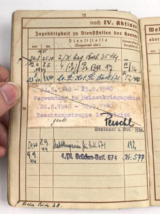Wehrpaß Heer, eingestellt am 26.8.35 bei Ergänzungs Batl. 35 Nürnberg.