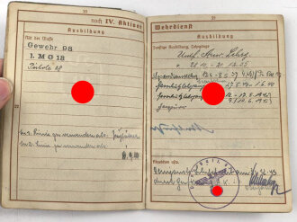 Wehrpaß Heer, eingestellt am 26.8.35 bei Ergänzungs Batl. 35 Nürnberg.