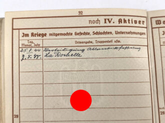 Wehrpaß Heer , eingestellt am  21.1.1915.