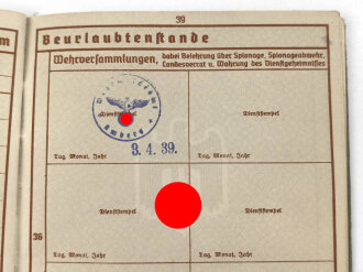 Wehrpaß Heer , eingestellt am  21.1.1915.