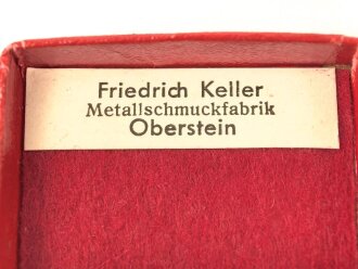 Treudienst Ehrenzeichen für 25 Jahre. Guter Zustand, am Band mit Tragenadel. Im Etui von Friedrich Keller Metallschmuckfabrik Oberstein
