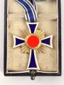 Ehrenkreuz der Deutschen Mutter ( Mutterkreuz ) in Gold mit Band im Etui, Hersteller Wilh. Deumer, Lüdenscheid