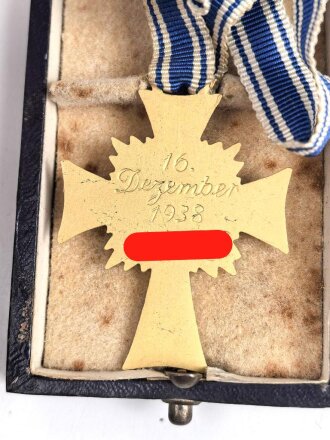 Ehrenkreuz der Deutschen Mutter ( Mutterkreuz ) in Gold mit Band im Etui, Hersteller Ph, Türkss Wwe Wien XVL
