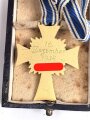 Ehrenkreuz der Deutschen Mutter ( Mutterkreuz ) in Gold mit Band im Etui, Hersteller Ph, Türkss Wwe Wien XVL