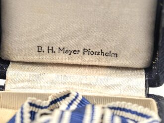 Ehrenkreuz der Deutschen Mutter ( Mutterkreuz ) in Gold mit Band im Etui, Hersteller B.H. Mayer Pforzheim