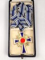 Ehrenkreuz der Deutschen Mutter ( Mutterkreuz ) in Gold mit Band im Etui, Hersteller B.H. Mayer Pforzheim