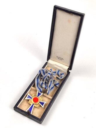Ehrenkreuz der Deutschen Mutter ( Mutterkreuz ) in Gold mit Band im Etui, Hersteller Ph, Türkss Wwe Wien XVL