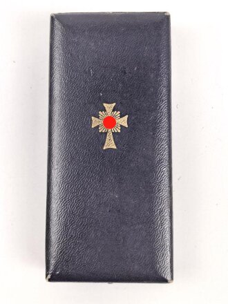 Ehrenkreuz der Deutschen Mutter ( Mutterkreuz ) in Gold mit Band im Etui, Hersteller Friedrich Linden Lüdenscheid
