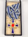 Ehrenkreuz der Deutschen Mutter ( Mutterkreuz ) in Gold mit Band im Etui, Hersteller Friedrich Linden Lüdenscheid