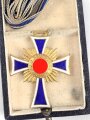 Ehrenkreuz der Deutschen Mutter ( Mutterkreuz ) in Gold mit Band im Etui, Hersteller R.Souval Wien VII
