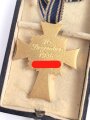 Ehrenkreuz der Deutschen Mutter ( Mutterkreuz ) in Gold mit Band im Etui, Hersteller R. Hauschild Pforzheim