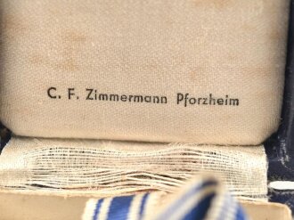 Ehrenkreuz der Deutschen Mutter ( Mutterkreuz ) in Gold mit Band im Etui, Hersteller C.F. Zimmermann Pforzheim