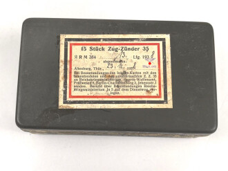 Transportkasten "15 Stück Zug-Zünder 35" datiert 1938