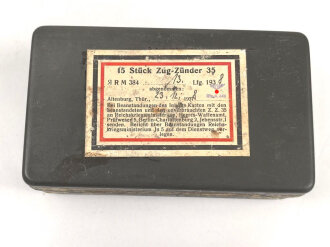 Transportkasten "15 Stück Zug-Zünder 35" datiert 1938