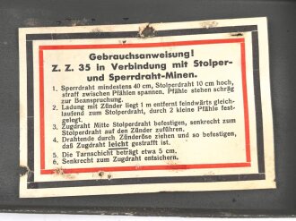 Transportkasten "15 Stück Zug-Zünder 35" datiert 1938