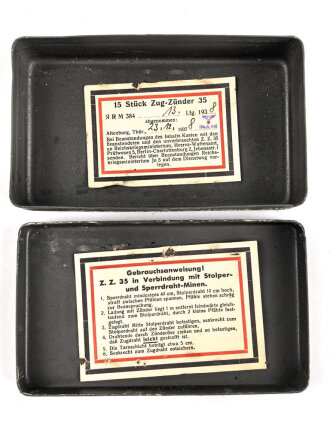 Transportkasten "15 Stück Zug-Zünder 35" datiert 1938