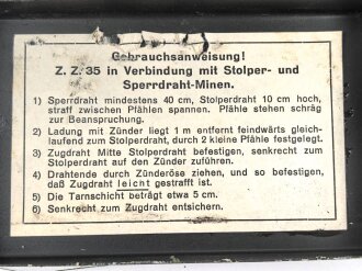 Transportkasten "15 Stück Zug-Zünder 35" datiert 1939