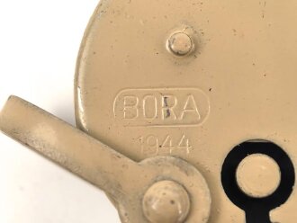 Wehrmacht Vorhängeschloss "Bora 1944", Originallack, Neuwertig mit zwei Schlüsseln, so auch an den Motorradpacktaschen verwandt