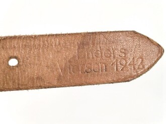 Tornisterriemen Wehrmacht, getragenes Stück, datiert 1942, 53 cm lang