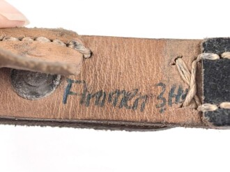Tornisterriemen Wehrmacht, getragenes Stück, datiert 1942, 53 cm lang