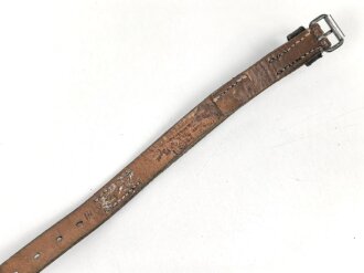 Tornisterriemen Wehrmacht, getragenes Stück, mit Hersteller