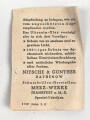 Allgemeine Schutzbrille Wehrmacht in Hülle aus Ersatzmaterial. Umbral Gläser ( getönt) , mit beiliegendem Hinweiszettel, dieser mit Druckvermerk von 1942