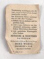 Allgemeine Schutzbrille Wehrmacht in Hülle aus Ersatzmaterial. Umbral Gläser ( getönt) , mit beiliegendem Hinweiszettel, dieser mit Druckvermerk von 1942