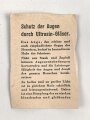 Allgemeine Schutzbrille Wehrmacht in Hülle aus Ersatzmaterial. Umbral Gläser ( getönt) , mit beiliegendem Hinweiszettel, dieser mit Druckvermerk von 1942