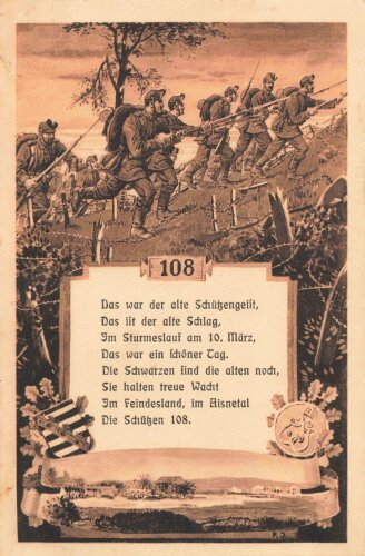 1. Weltkrieg, Ansichtskarte "Die Schützen 108"