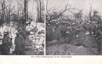 1. Weltkrieg, Ansichtskarte "Die ersten Gefangenen...