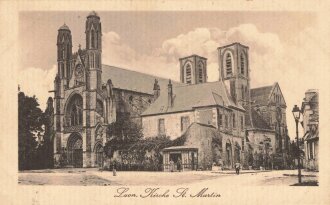 1. Weltkrieg, Ansichtskarte "Laon. Kirche St....