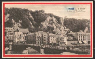 1. Weltkrieg, Ansichtskarte "Dinant a.d. Maas, Brücke mit Teufelsfelsen"