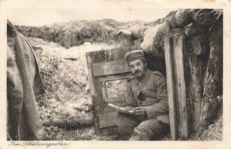 1. Weltkrieg, Ansichtskarte "Im Schützengraben"