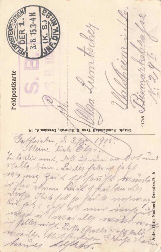 1. Weltkrieg, Ansichtskarte "Von den Deutschen...