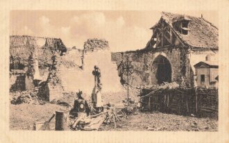 1. Weltkrieg, Ansichtskarte "Kirche und Friedhof in La Ville aux Bois - Feldzug 1914/15"