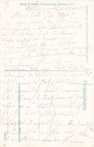 1. Weltkrieg, Ansichtskarte "Lazarett und...