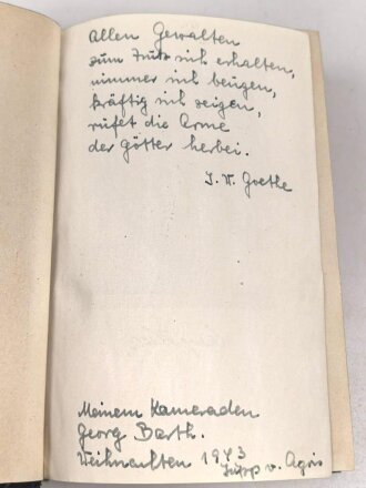 Adolf Hitler "Mein Kampf" blaue Ganzleinenausgabe von 1942 mit Widmung im Schuber