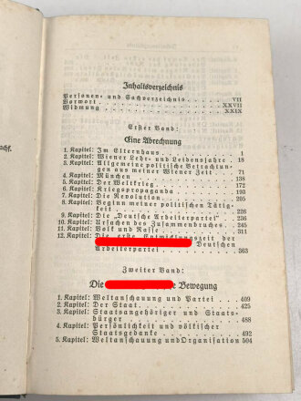 Adolf Hitler "Mein Kampf" Volksausgabe Ganzleinen von 1938, im Schutzumschlag, gebraucht