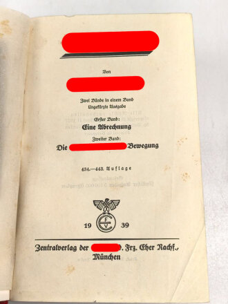 Adolf Hitler "Mein Kampf" rote Ausgabe des Reichsbundes Deutscher Beamten von 1939 im Schutzumschlag, Überreicht von der NSDAP Ortsgruppe Graz Stadt, gebraucht