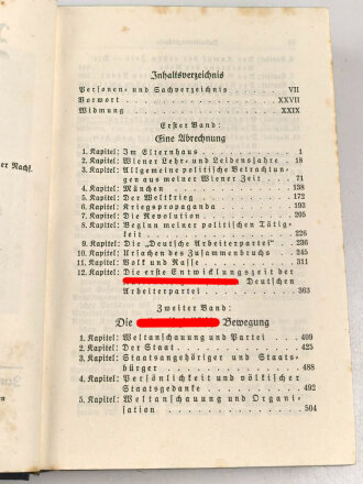 Adolf Hitler "Mein Kampf", blaue Ganzleinenausgabe von 1938 in nicht zugehörigem Schuber, dieser defekt