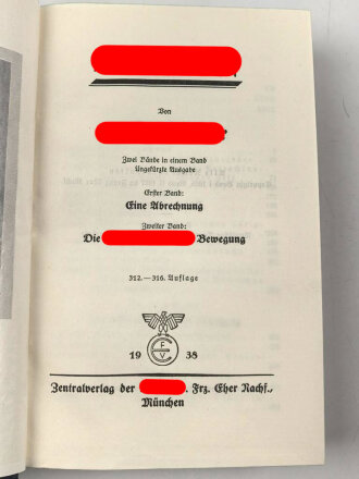 Adolf Hitler "Mein Kampf" Volksausgabe Ganzleinen von 1938, im Schutzumschlag, gebraucht