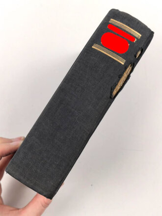 Adolf Hitler "Mein Kampf - Mijn Kamp" blaue Ganzleinenausgabe auf niederländisch, Umschlag fast komplett lose, wasserschaden