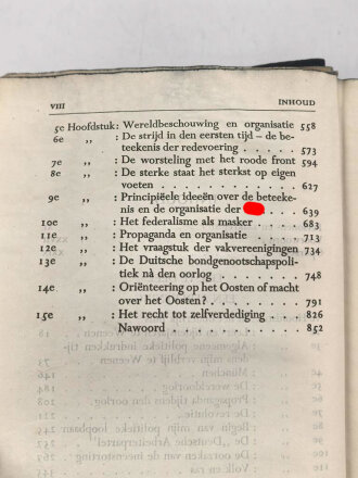 Adolf Hitler "Mein Kampf - Mijn Kamp" blaue Ganzleinenausgabe auf niederländisch, Umschlag fast komplett lose, wasserschaden