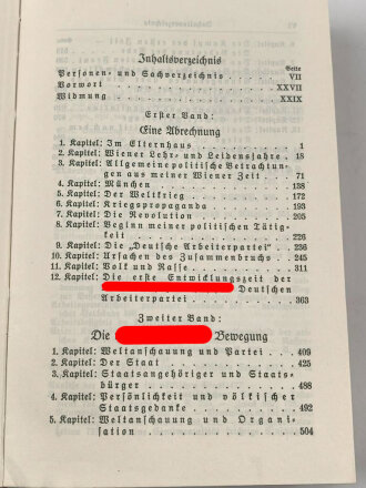 Adolf Hitler "Mein Kampf", Hochzeitsausgabe der Stadt Graz von 1939 im Schuber mit Goldschnitt, die Seite mit der Widmung entfernt