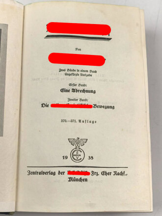 Adolf Hitler "Mein Kampf", blaue Ganzleinenausgabe von 1938, Wasserschaden