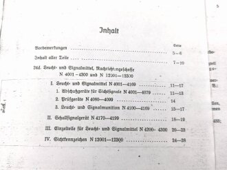 H.Dv. 398 "N Geräteverzeichnis Nachrichtengerät Teil 5" datiert 1942, 50 Seiten, DIN A5, Nachdruck, Seiten lose