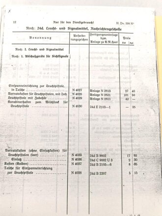 H.Dv. 398 "N Geräteverzeichnis Nachrichtengerät Teil 5" datiert 1942, 50 Seiten, DIN A5, Nachdruck, Seiten lose