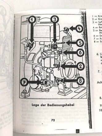 D 9017/1 "Motoren Taschenbuch für die Maschinensätze GG 400, C,IV und D" datiert 1942, 153 Seiten und Bilder, DIN A5, Nachdruck